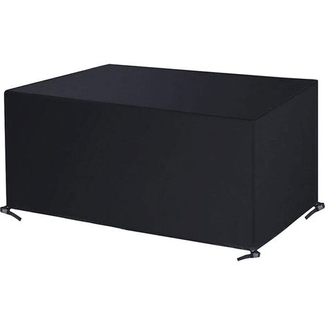 EASYCOMFORT Housse anti-poussière pour table et chaise, tissu Oxford noir 420D, revêtement argenté, imperméable, pour meubles d'extérieur 150x120x71cm (1/5)