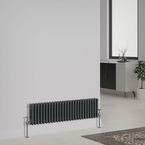 Traditional Cast Iron Style Radiator 300x1192mm Horizontal 3 Column Anthracite (1/5)