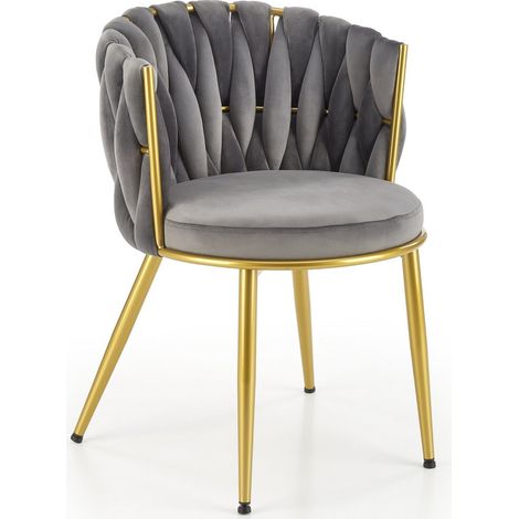 Chaise grise design avec pieds dorés Rumba (1/5)