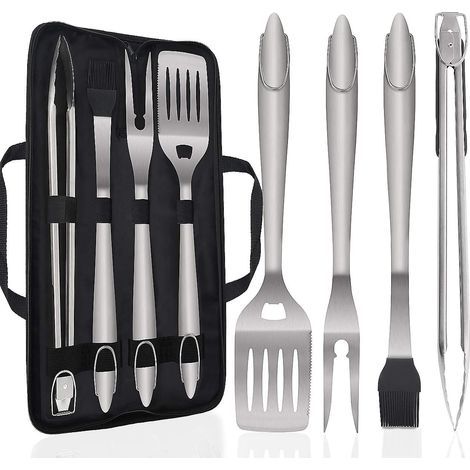 5-teiliges Grillbesteck-Set aus Edelstahl, Premium-Zubehör, tragbares Set für Geburtstag und Weihnachten