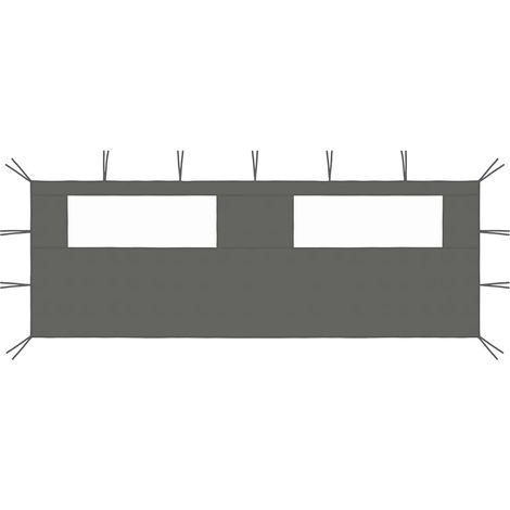 Pared lateral de cenador con ventanas gris antracita 6x2 m vidaXL (1/4)