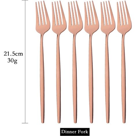 Fourchettes (or rose), acier inoxydable, ustensiles de cuisine