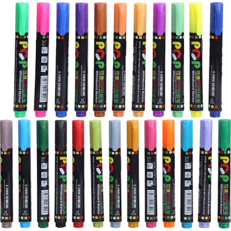 Lot de 24 marqueurs pour tableau blanc multifonctionnels, colorés et à séchage rapide, parfaits pour écrire des graffitis. (1/5)