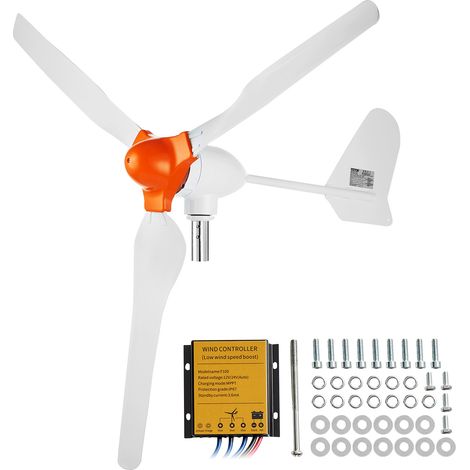 Mophorn – Générateur d'éolienne 800 W 12 V – Kit avec contrôleur MPPT – 3 pales – Vitesse de démarrage 2,5 m/s – Direction du vent réglable