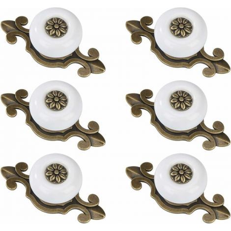 pezzi di pomelli per mobili in rame bianco, pomelli per cassetti in ceramica, pomelli per mobili vintage con viti in lega per mobili e cassetti. (1/5)