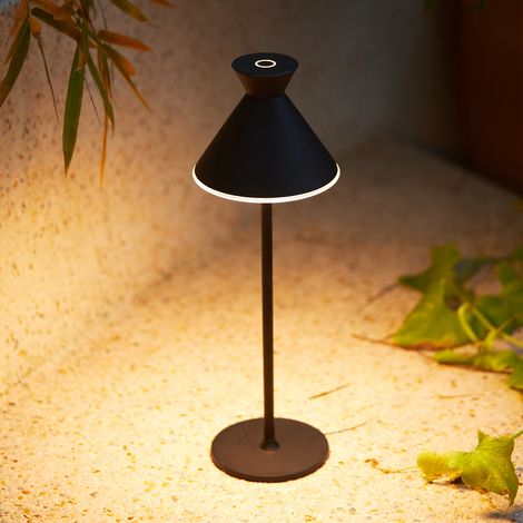 DILUMEN LED Dimmbare Akku Tischlampe Kabellose,Höhenverstellbar Wiederaufladbar,2 Farbtemperaturen 3000K/6000K Metallisches Tischleuchte Für Innen und Aussen mit USB-C,Wasserdichte(1pcs Schwarz) (1/5)