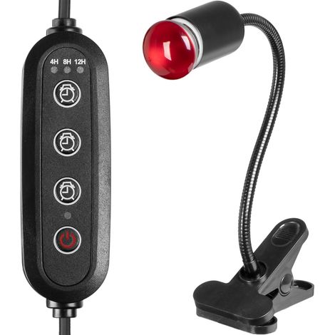 Support de lampe pour terrarium avec minuterie, ampoule et bras courbé, culot E27 (1/5)