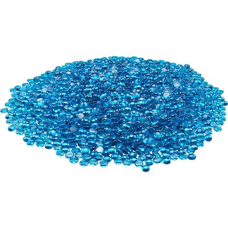 Mophorn Feuerglas, 20 lbs / 9,0 kg hitzebeständige dekorative Glassteine, 3/4 Zoll / 19,05 mm reflektierende Feuerstellenperlen, glänzende Landschaftsbausteine für Feuerstellentische, Karibikblau