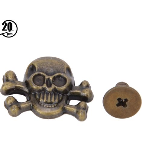 20 Pièces Têtes de Mort Gothique 15mm avec Rivets Os - Accessoires Sac à Dos Punk et Décorations Rock (1/5)