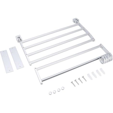 Wandmontierter Handtuchhalter aus Aluminium, Doppelablage, Wandaufbewahrung 37 cm (1/5)
