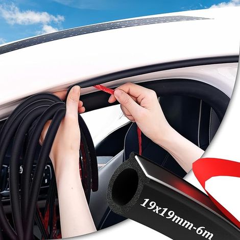 Joint Porte Voiture Caoutchouc Adhesif - Universel Bande Autocollant, Isolation Phonique pour Coffre, Pilier, Portes, Fenetres (19x19mm, 6.1M) (1/5)