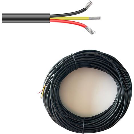 20M Cable Electrique 3 Fils électriques Souple 28 AWG 3x0.09㎡ Noir Pour les Petits Appareils 5V/12V/24V (1/5)