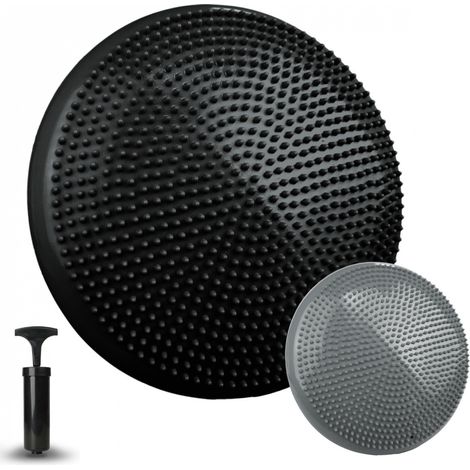 Coussin d'équilibre gonflé avec pompe, diamètre 32.5 cm - Noir - Vivezen
