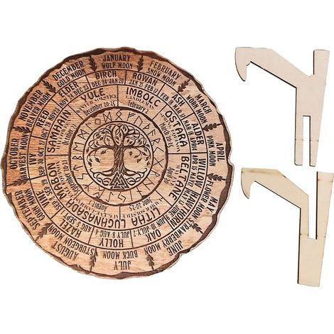 Panneau en Bois de la Roue de l'année - Sabbats, Panneau de sorcière païenne, Calendrier de l'arbre de Vie, Panneau Vintage Fait à la Main, Panneau de sorcière païenne, Cadeaux (1/5)