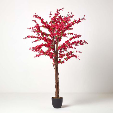 HOMESCAPES Artificial Blossom Tree Cerise Pink Silk Flowers