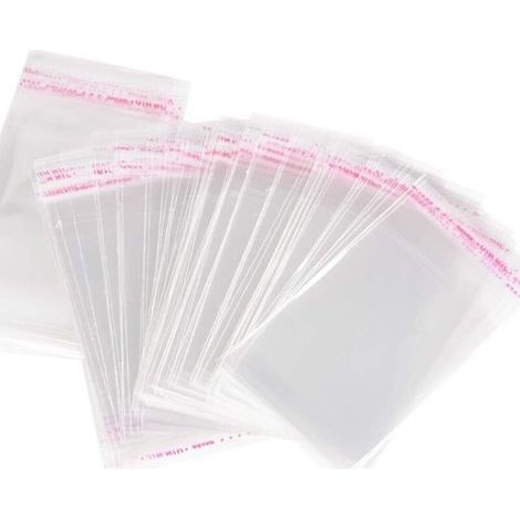 Lot de 100 sachets en plastique transparent 10x15cm – Auto-adhésifs pour bonbons, biscuits, chocolats, bijoux – Haute transparence, sans odeur - 100pcs (1/5)