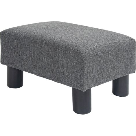 Tabouret/repose-pieds avec revêtement en tissu aspect lin, rembourrage en mousse, pieds en plastique, pour différentes pièces, gris (1/5)