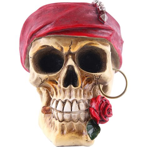 Ornement de crâne d'Halloween, tête de crâne rose, aquarium, mini squelette en résine (1/5)