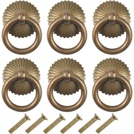 Boutons et poignées de meubles,6 pcs Poignee de Meuble Vintage, Bouton de Meuble pour Cuisine Armoire Placard Commode Porte 25mm (Antique) (1/5)