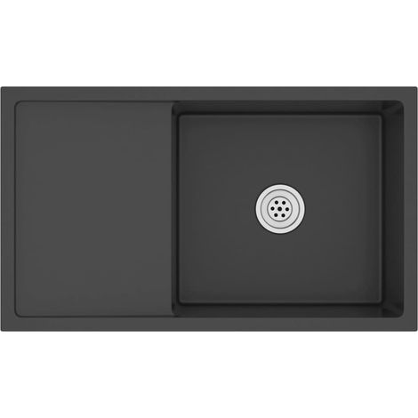 Lavello da cucina fatto a mano lavabo da interno installazione in cucina 75 x 44 cm acciaio inox nero 020002470
