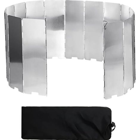 Pare-Vent Pliable en Alliage d' Aluminium, 16 Plaques Pare-Vent Pliable en Pare-Brise pour Réchaud de Camping, Cuisinière à Gaz, Barbecue (1/5)
