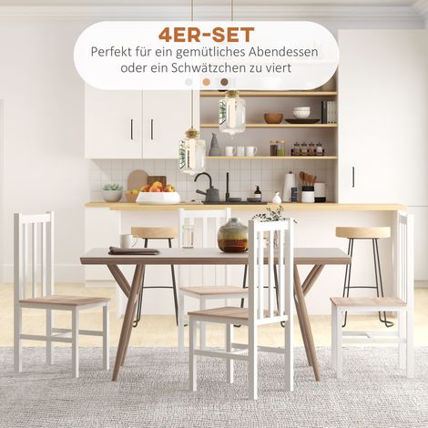 Lot de 4 chaises de cuisine en bois massif, design moderne, 38,5 x 47,5 x 99 cm, teinte naturelle (1/5)