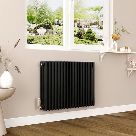 AICA 600x830mm Black Horizontal Traditional Radiator Cast Iron 4 Column Heating UK (1/5)