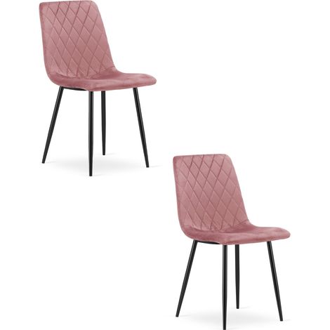 Set di 2 sedie Turin in velluto rosa con gambe nere (1/5)