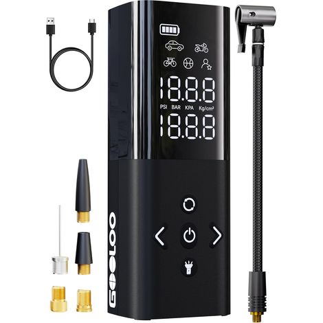 AP150 Gonfleur Pneus Voiture Compresseur À Air Portatif, 150 PSI avec Affichage Numérique À Double Valeur Gonfleur Electrique Mini Compresseur De Pneus Intelligent À Un Clic (1/5)