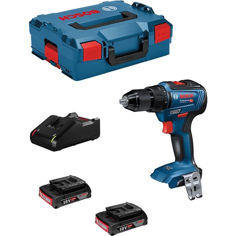Bosch Professional – Perceuse visseuse sans fil 18V avec 2 batteries 2.0Ah – Moteur Brushless – Couple 55Nm pour perçage bois et métal – Coffret L-Boxx - 18V-55 (1/10)