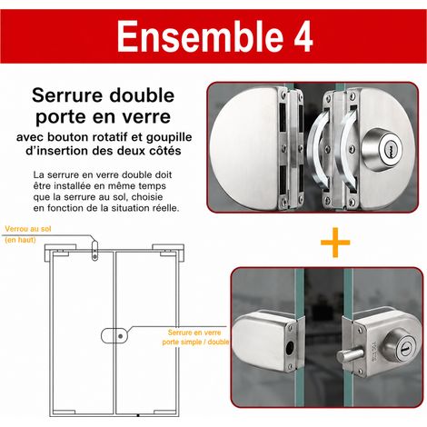 Serrure double face pour porte en verre sans perçage avec bouton en acier inoxydable 304 304 réf 0143 1 kg – Livraison gratuite