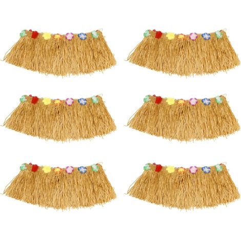 6X Table Jupe Hawaïenne Luau Fleur Herbe Jardin Fête de Mariage Plage Décor (1/5)