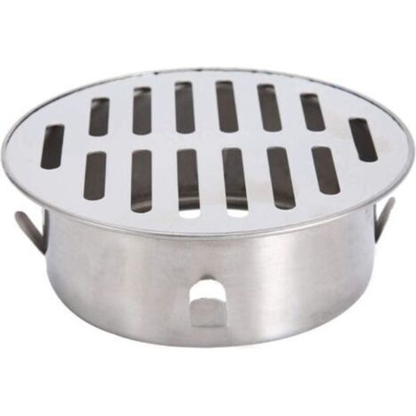Siphon de Sol en Acier Inoxydable, Balcon Évier Rond Anti-Blocage Siphon de Sol Amovible pour Jardin Extérieur Tuyau d'Évacuation Tuyau d'Échappement Toit Balcon Utilisation(110 Flat Mouth)