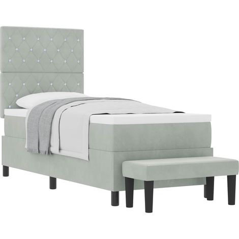 Lit simple  Lit adulte  Lit à ressorts avec matelas Gris clair 80 x 200 cm Velours