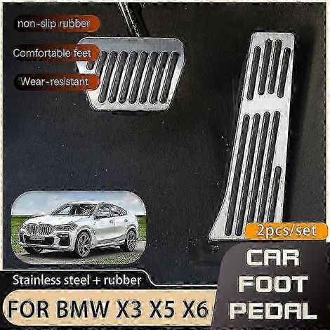 Pédales de voiture exquises en acier inoxydable pour BMW X3 X5 X6 E83 E53 E70 E71 F25 F15 F16 F85 G01 G05 G18 G06, pédale d'accélérateur et de frein sans perçage ( ) (1/4)