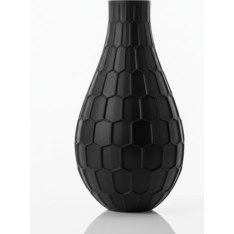 Vase décoratif géométrique noir à motif hexagonal élégant (1/3)