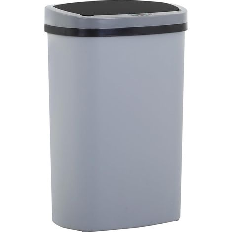 Poubelle avec capteur et couvercle en plastique 50L Poubelle de cuisine intelligente automatique sans contact Poubelle électrique étanche Gris (1/5)