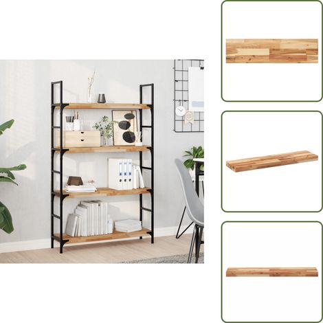 The Living Store Étagère flottante 100x20x4 cm acacia massif finition à l'huile - Etagere Murale - Étagère Flottante - Bibliothèque Murale - Rangement Mural - Decoration Murale (1/5)