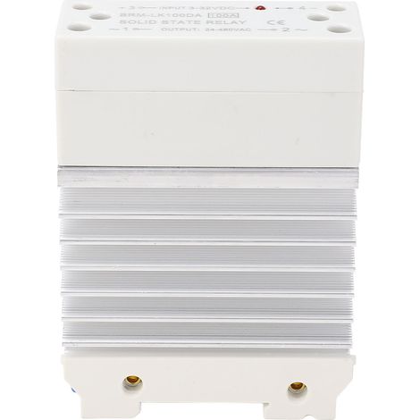 Relais statique rail DIN DC vers AC 100A intégré entrée 3‑32VDC sortie 24‑480VAC uniphasé (1/5)