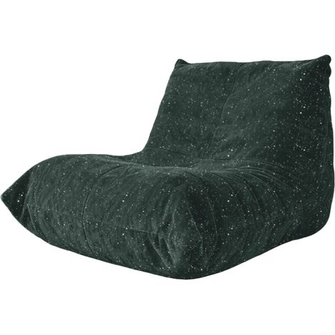 CHICFURN Poltrona a sacco 90 x 100 x 80 cm in flanella verde per soggiorno e camera (1/5)
