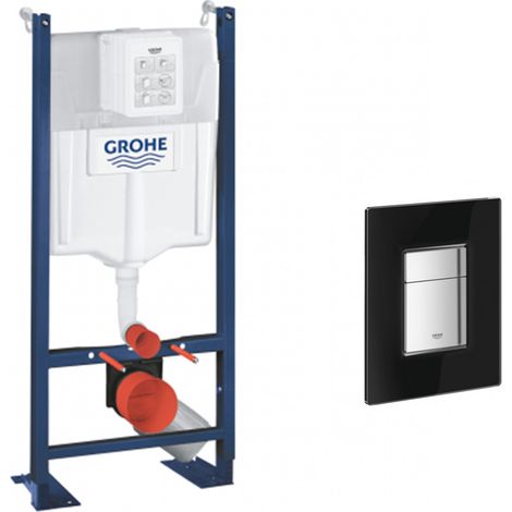 Grohe Pack WC Bâti autoportant Rapid SL avec Plaque en verre Skate Cosmopolitan velours noir (39145000-KS0) (1/5)