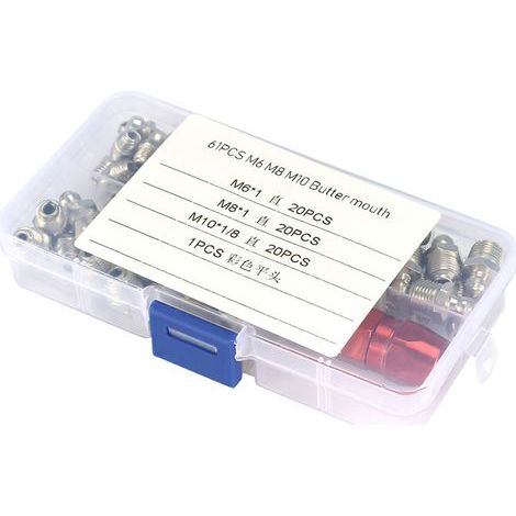 Metal Replacement Grease Nipple Fittings Pack Set Mechanical Lubrication Part (1/5)