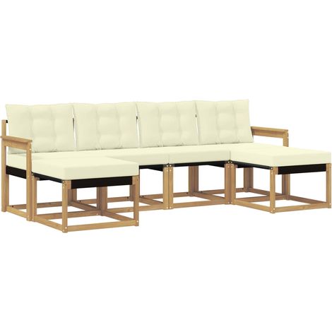 Set di divani da esterno 6 pz Bianco e Crema vidaXL (1/5)