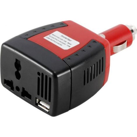 Convertisseur de courant 75 W 12 V vers 220 V pour voiture, compatible avec téléphones portables, ordinateurs portables, appareils photo numériques et lecteurs DVD (1/5)