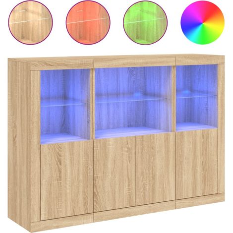 Maison Exclusive - Aparador con luz LED 3 piezas madera de ingeni (1/5)