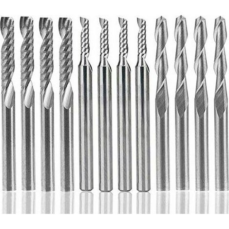 Nutmesser, 12 Hartmetall-Fräser, 4 1/8"-Fräser für Oberfräser + 8 einseitig geschliffene Endfräser (2 Typen) (1/5)