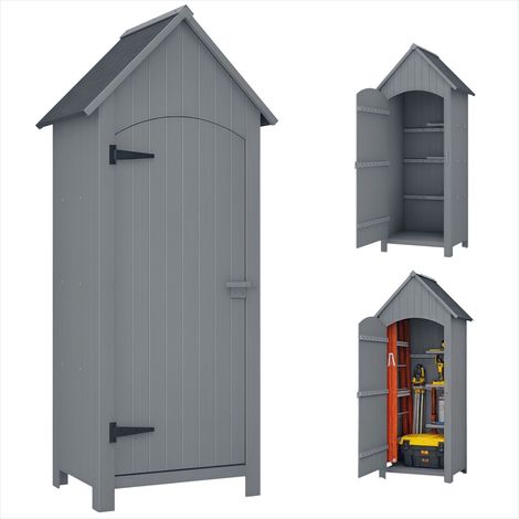 Chariot de jardin Armoire de jardin bois sapin gris avec étagères (1/5)