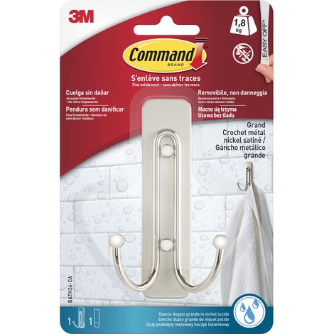 3M Crochet 2 Têtes Nickel Satiné Command (1/5)