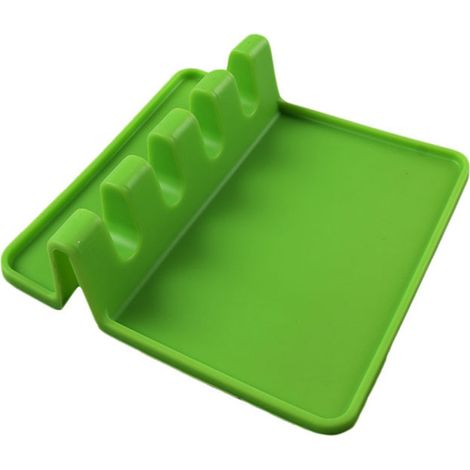 Küchenkellenhalter aus Silikon, rutschfeste Löffelablage, grüne Backmatte, hitzebeständiger Utensilienhalter. (1/3)