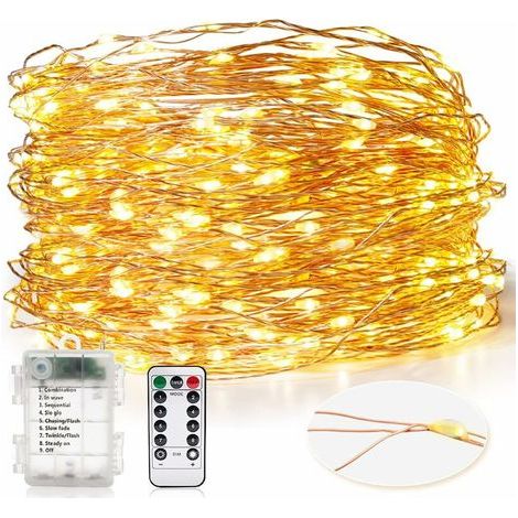 Guirlande Lumineuse Pile, 30M 300 Led Guirlande Lumineuse Batterieexterieur Intérieures Imperméable Fil Cuivre Lumières Blanches Chaudes Pour Mariage Champêtre Noël Anniversaire (1/5)